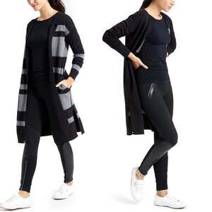 Athleta Reversible Explore Sweater,Black/Grey Heather, XL #591483 T0320